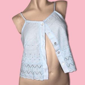 Vintage 90s Avon blue button up cami top